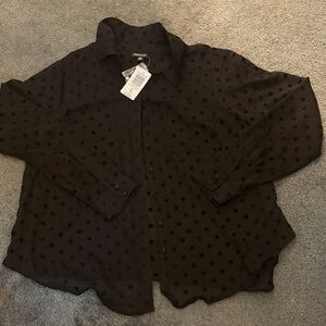torrid Black Polka Dot Button-Down Shirt